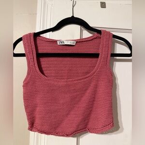 Zara Rose Pink Textured Knit Tank